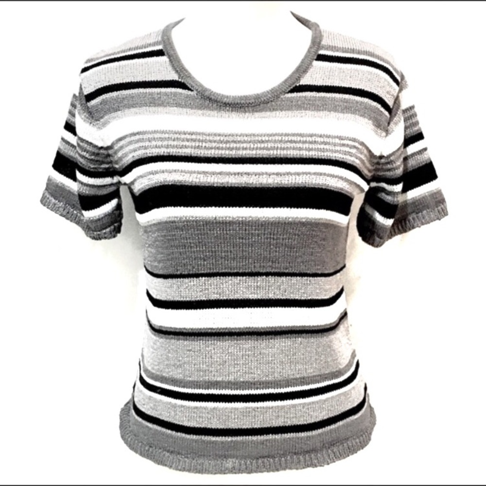 💎 DIRECTIVES vintage knitted grey stripe sweater